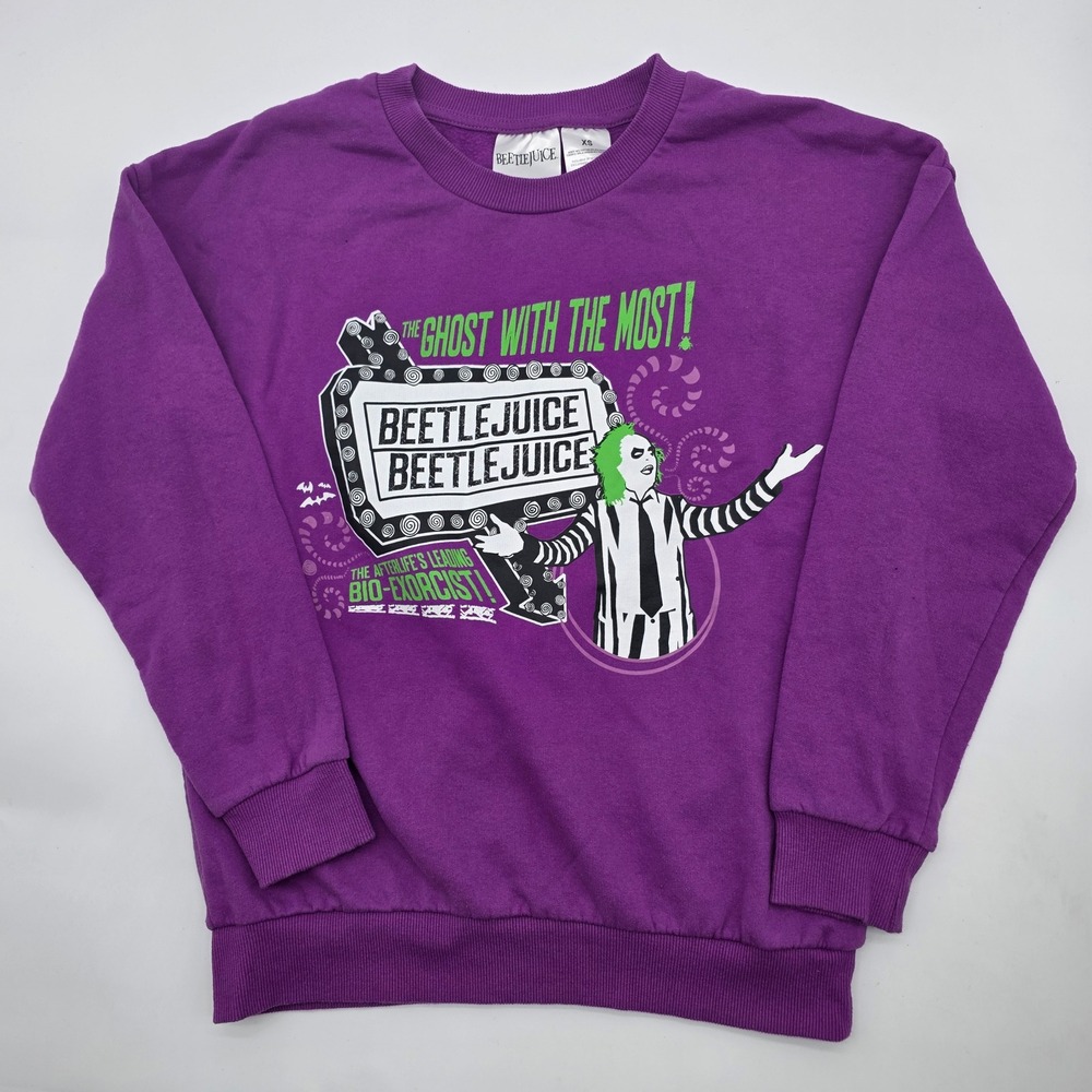 Retro Tim Burton Beetlejuice Sweatshirt XS Graphic Crewneck  Streetwear Grunge